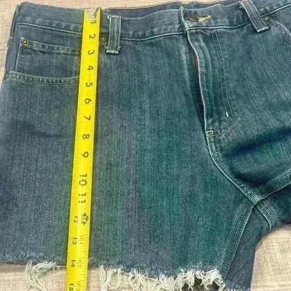 Carhartt Womens Denim Shorts 36 Cut Off High Waist Distressed Jeans Western READ - Picture 9 of 14